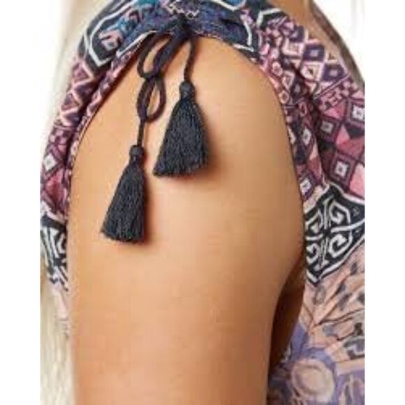 TIGERLILY BELLE EAU MAXI DRESS Tassel Bohemian Button Down Size US 8 - Picture 6 of 14